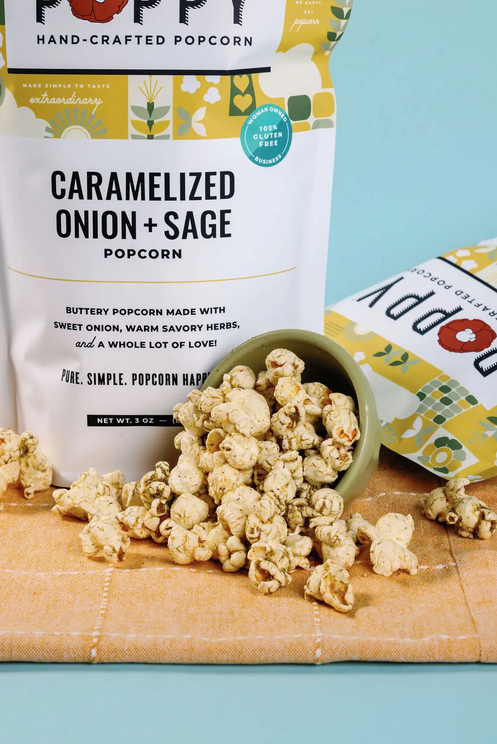 Poppy Handcrafted Popcorn Treats Caramelized Onion + Sage Popcorn