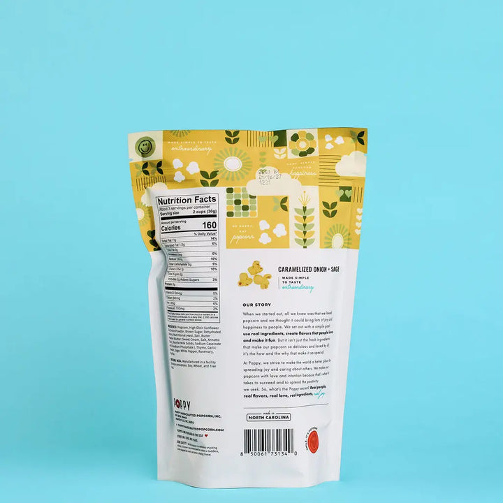 Poppy Handcrafted Popcorn Treats Caramelized Onion + Sage Popcorn