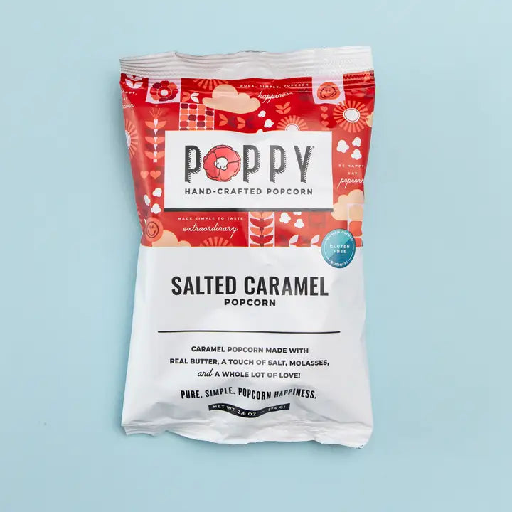 Poppy Handcrafted Popcorn Treats Salted Caramel Snack Bag