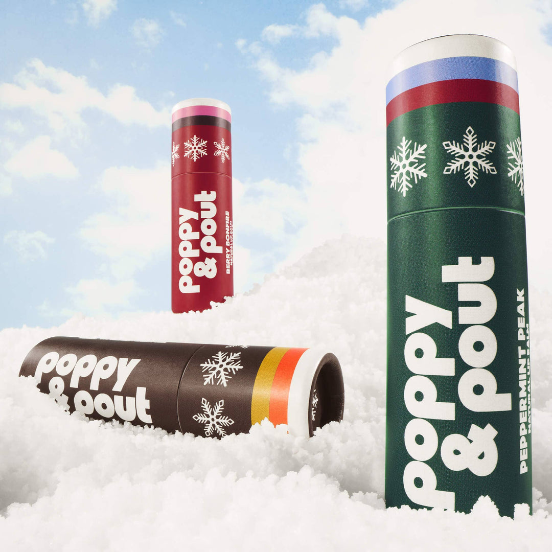 Poppy &amp; Pout Gifts Lip Balm, Retro Ski, Berry Bonfire, Limited Edition