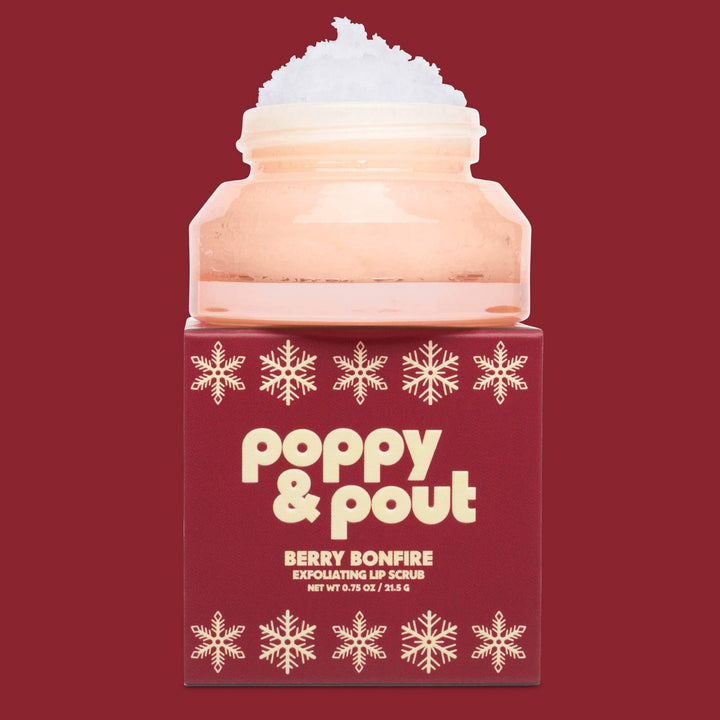 Poppy &amp; Pout Gifts Lip Scrub, Retro Ski, Berry Bonfire, Limited Edition
