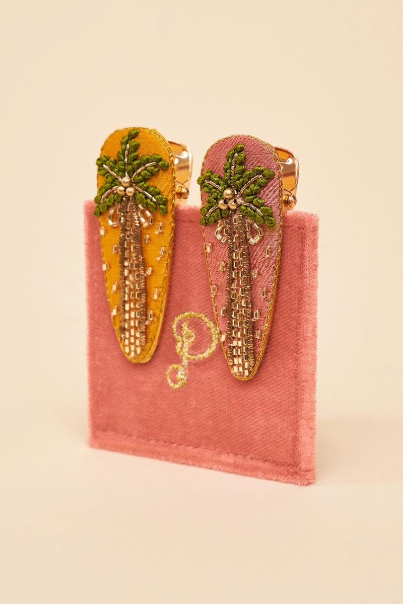 Powder Hair Accessories Jewelled Hair Clips (Set of 2) - Palm Trees