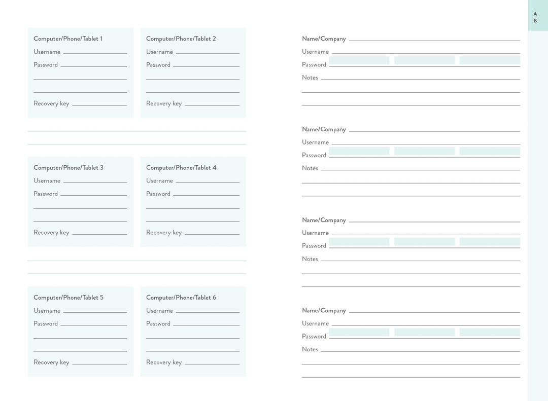 Quarto Paper AHS Internet Password Logbook
