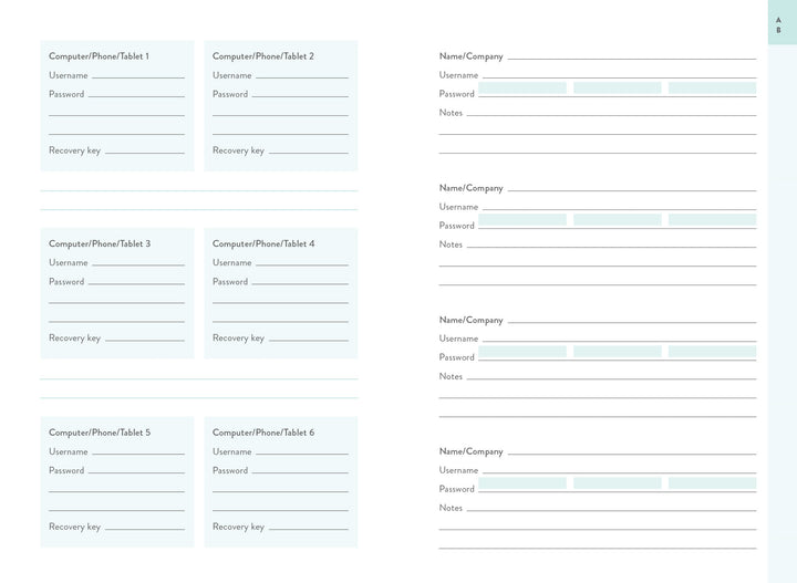 Quarto Paper AHS Internet Password Logbook