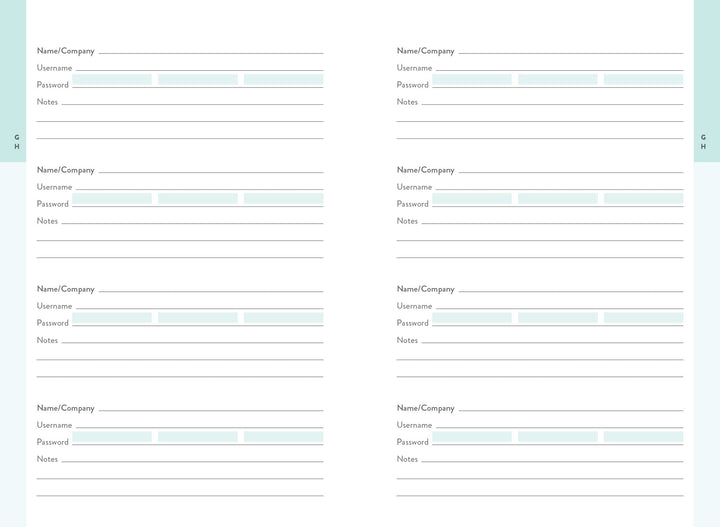Quarto Paper AHS Internet Password Logbook