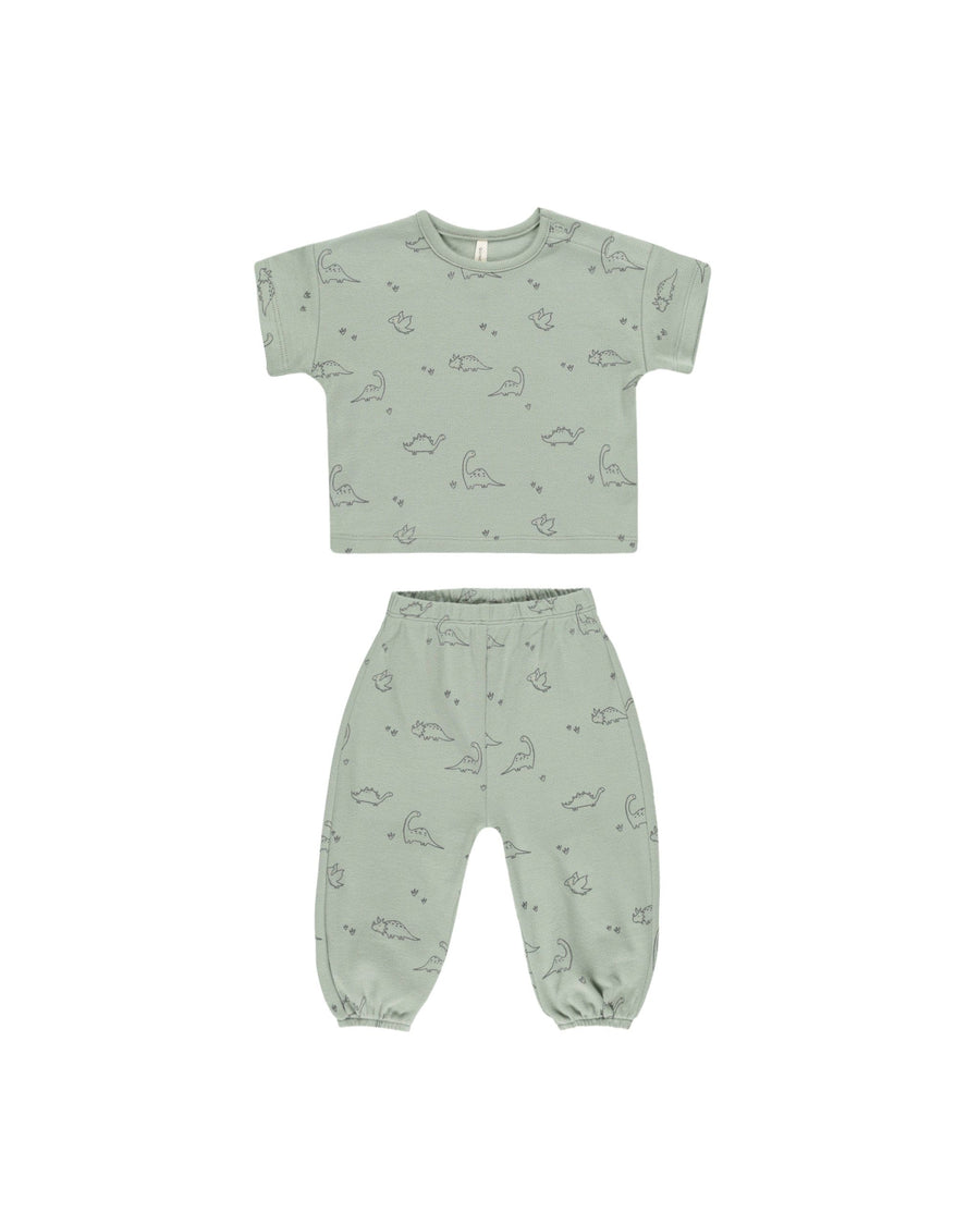 Quincy Mae 2-Piece Clothing Set Jersey Tee + Pant Set - Dino