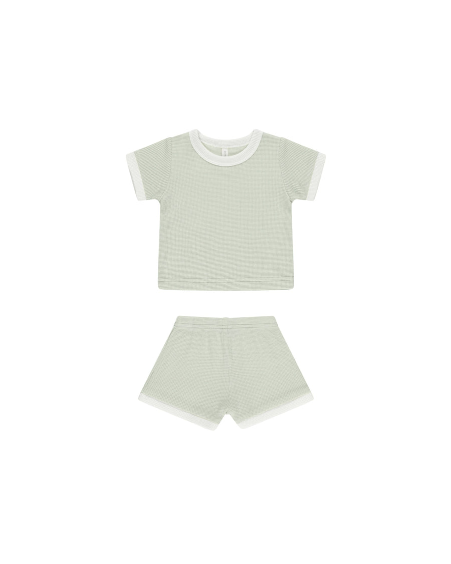 Quincy Mae 2-Piece Clothing Set Waffle Shortie Set - Mint