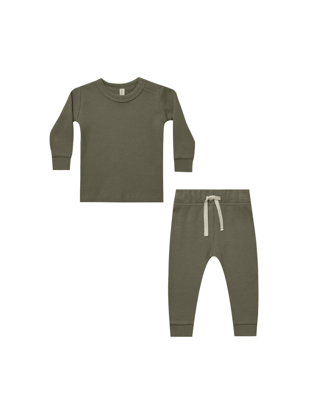 Quincy Mae 2-Piece Clothing Set Waffle Top and Pant Set - Forest