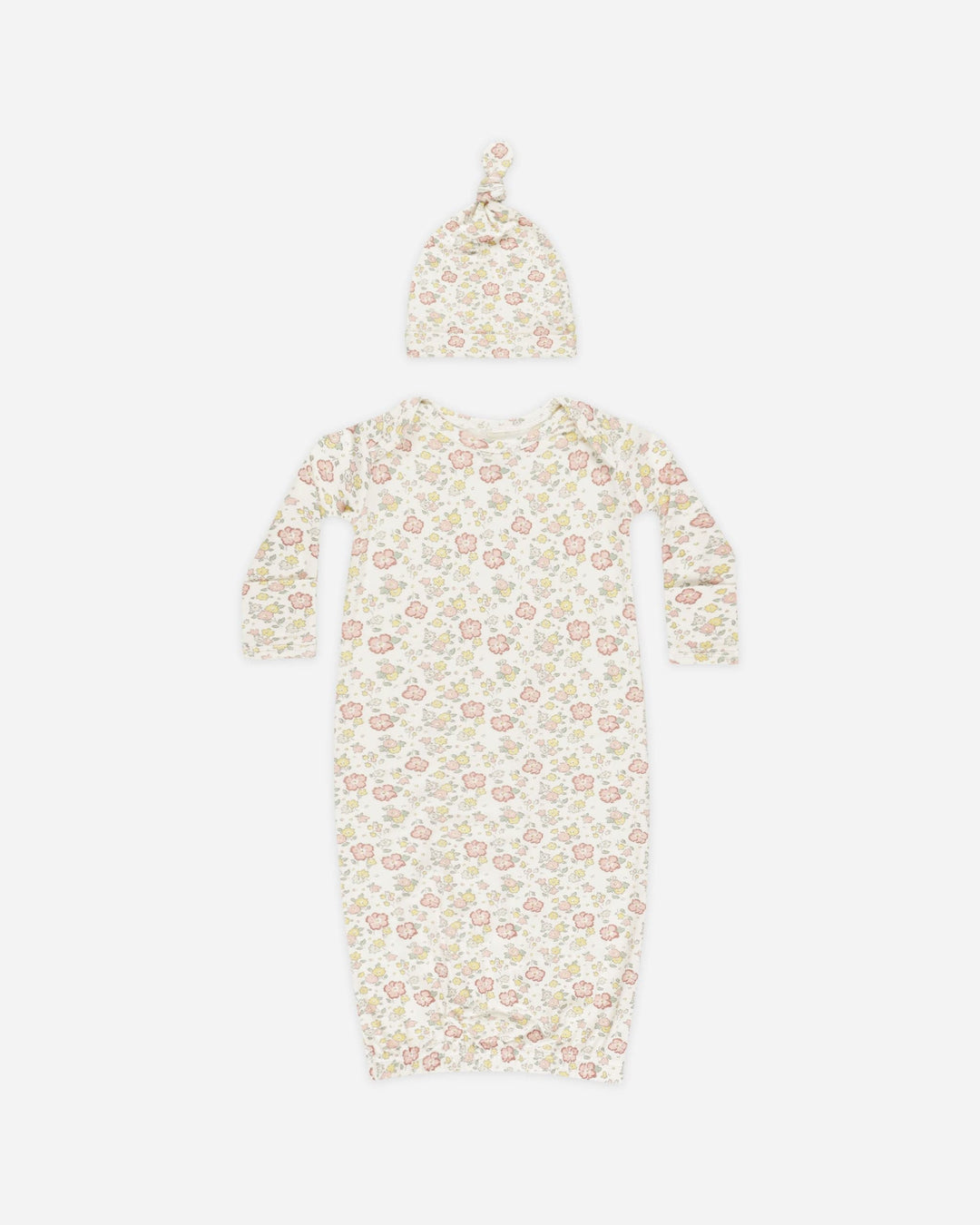 Quincy Mae Baby Bamboo Baby Gown + Hat Set - Bloom