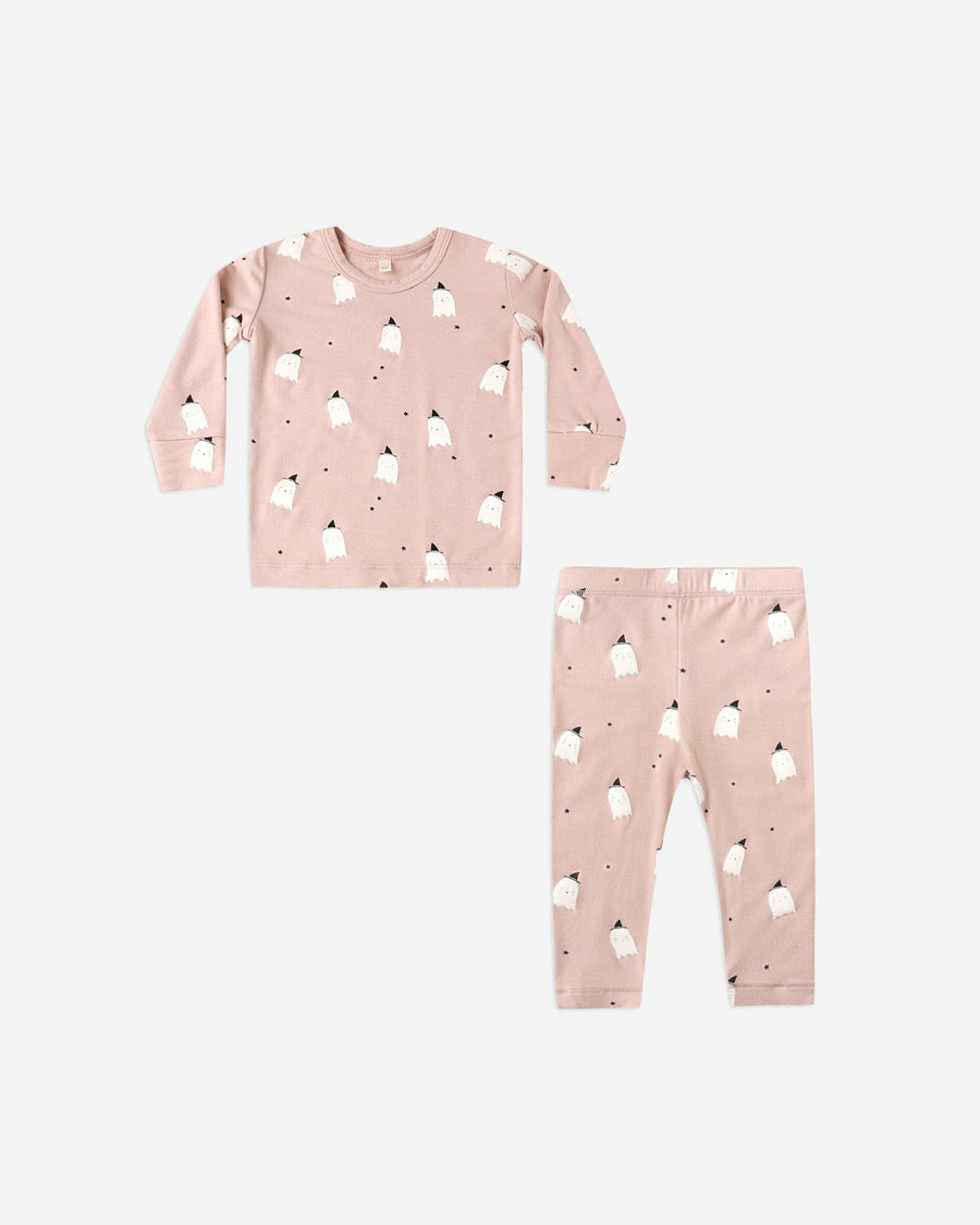 Quincy Mae Baby Bamboo Pajama Set - Pink Ghosts