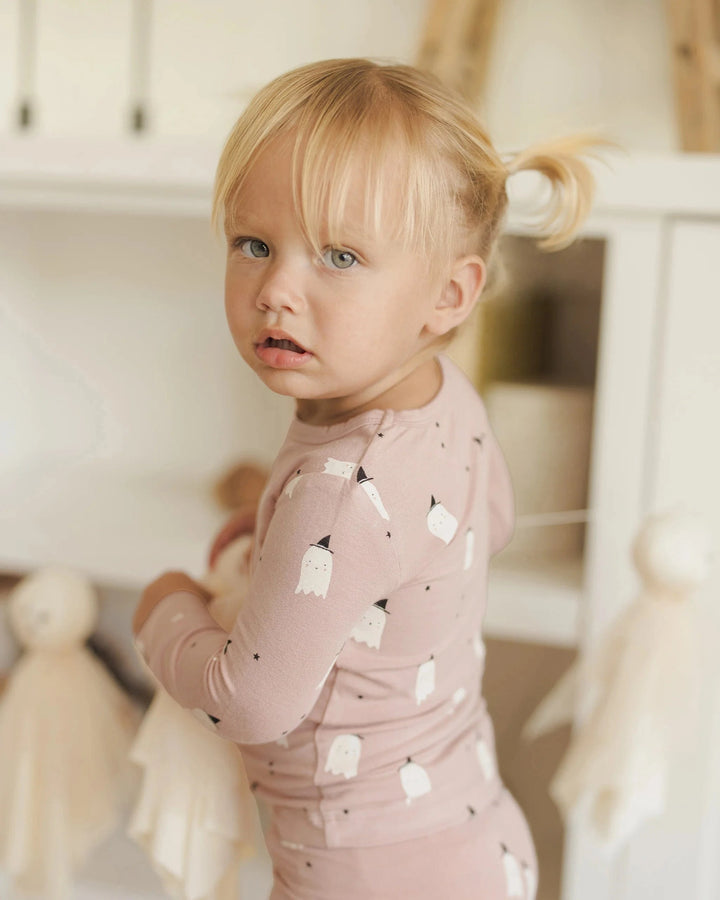 Quincy Mae Baby Bamboo Pajama Set - Pink Ghosts