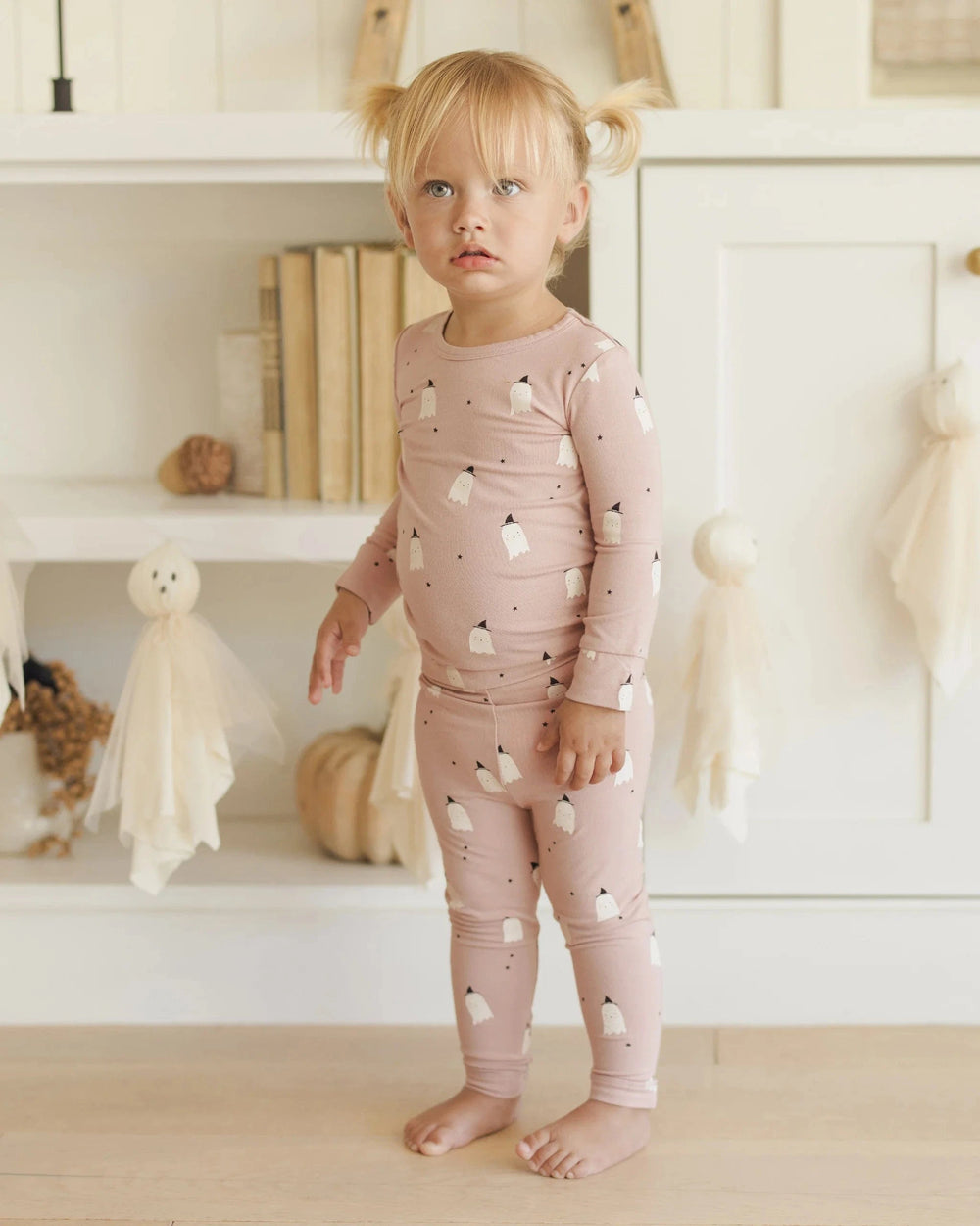 Quincy Mae Baby Bamboo Pajama Set - Pink Ghosts