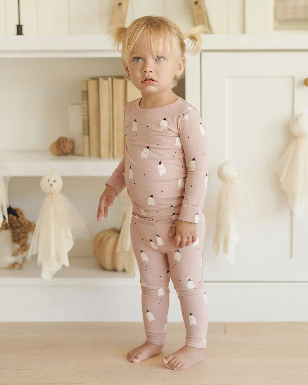 Quincy Mae Baby Bamboo Pajama Set - Pink Ghosts