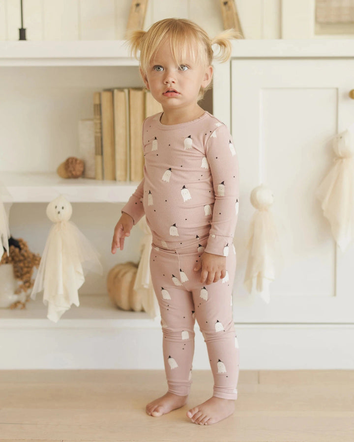 Quincy Mae Baby Bamboo Pajama Set - Pink Ghosts