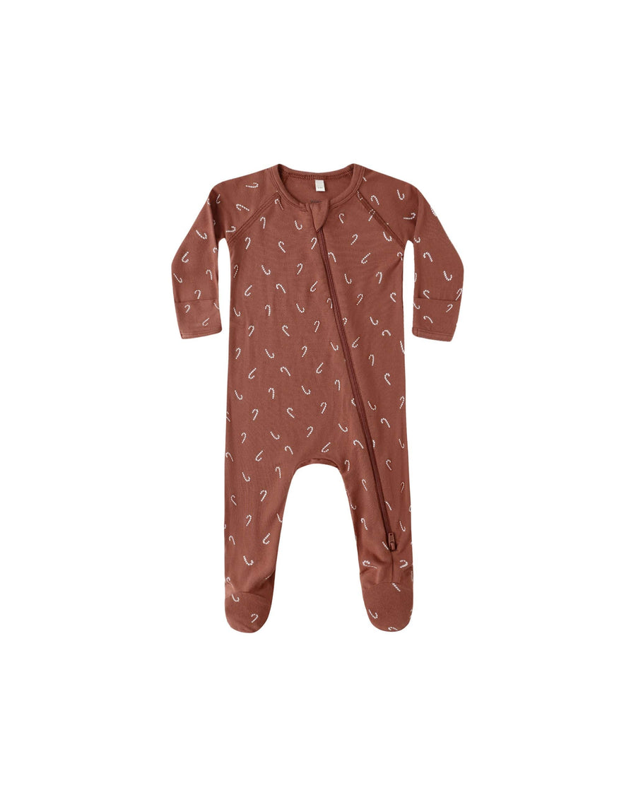 Quincy Mae Baby Bamboo Zip Footie -  Candy Canes