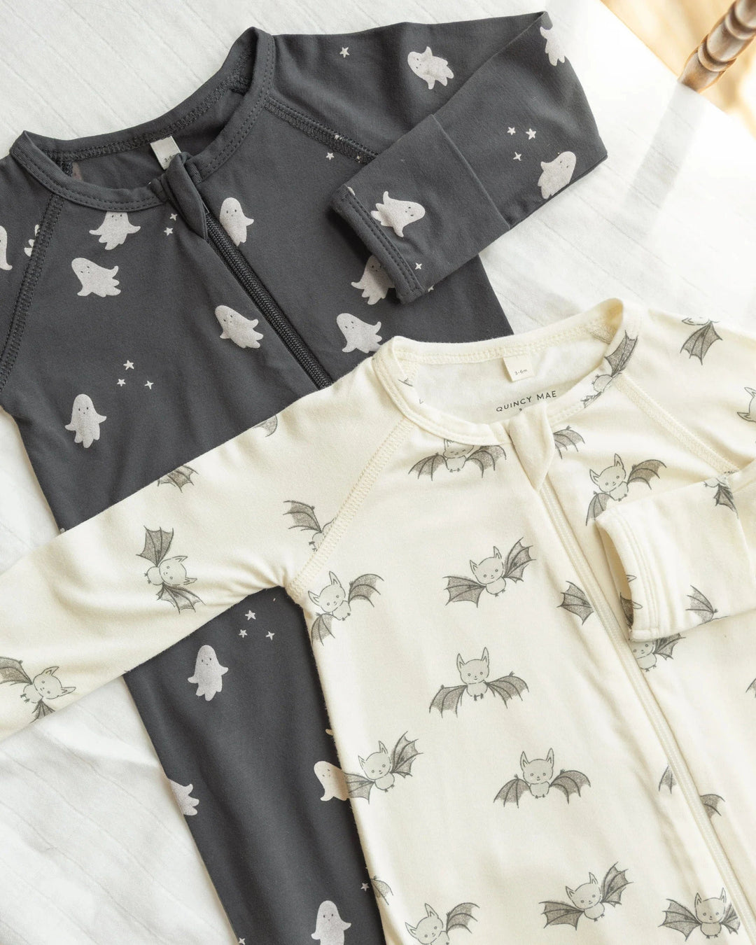 Quincy Mae Baby Bamboo Zip Footie - Ghosts