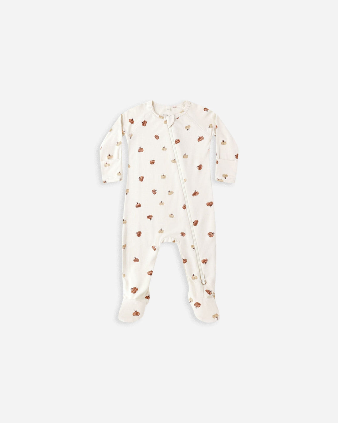 Quincy Mae Baby Bamboo Zip Footie - Pumpkins