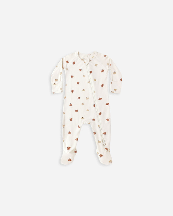 Quincy Mae Baby Bamboo Zip Footie - Pumpkins