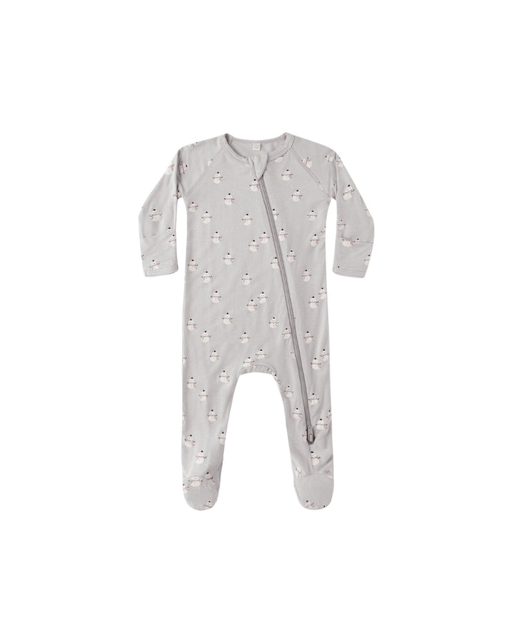 Quincy Mae Baby Bamboo Zip Footie - Snowmen