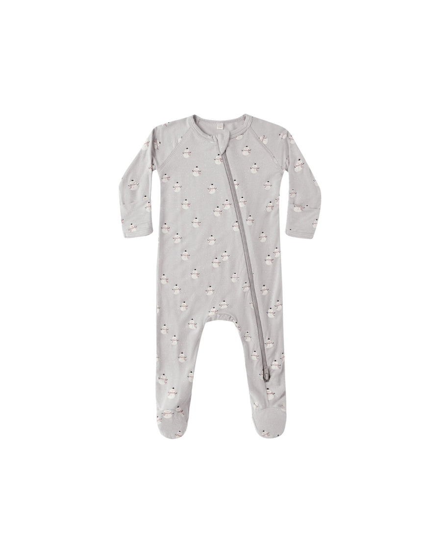 Quincy Mae Baby Bamboo Zip Footie - Snowmen
