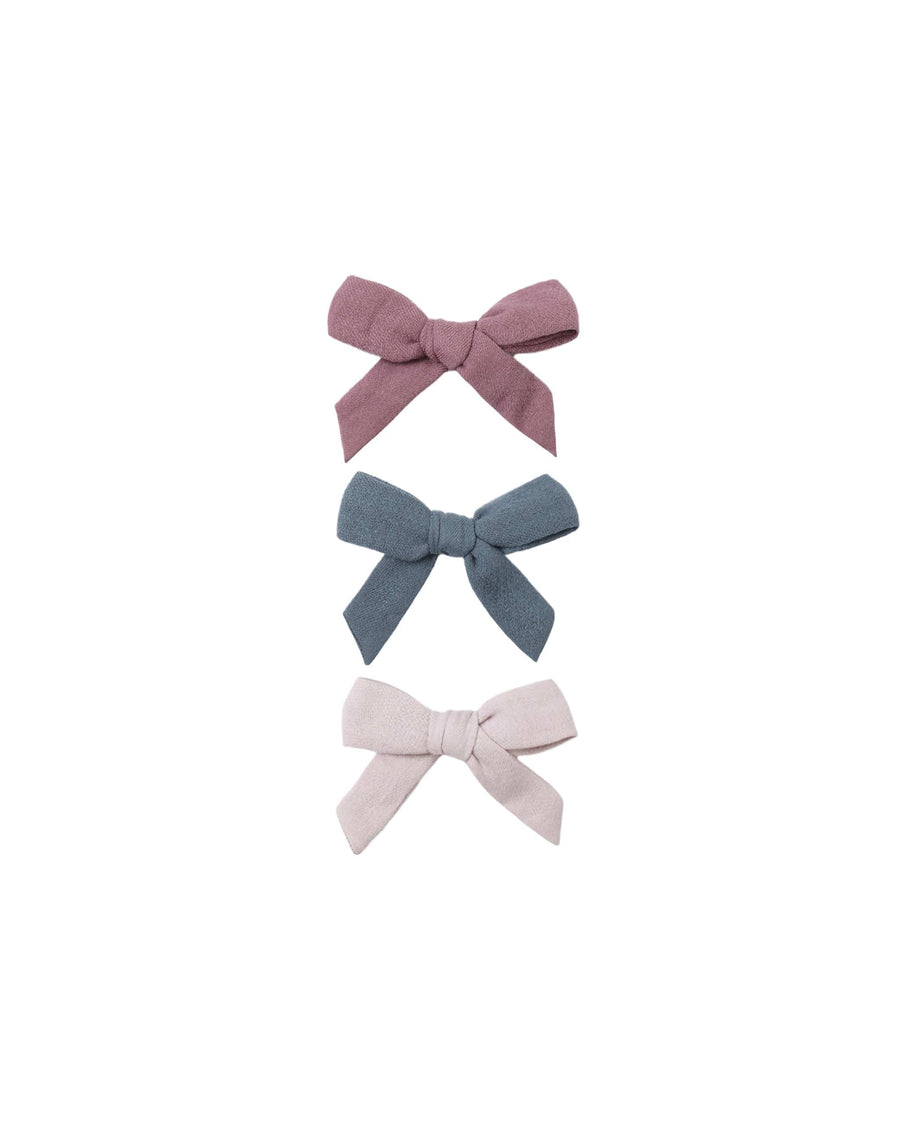 Quincy Mae Baby Bow W. Clip, Set Of 3 - Mulberry, Ocean, Lilac