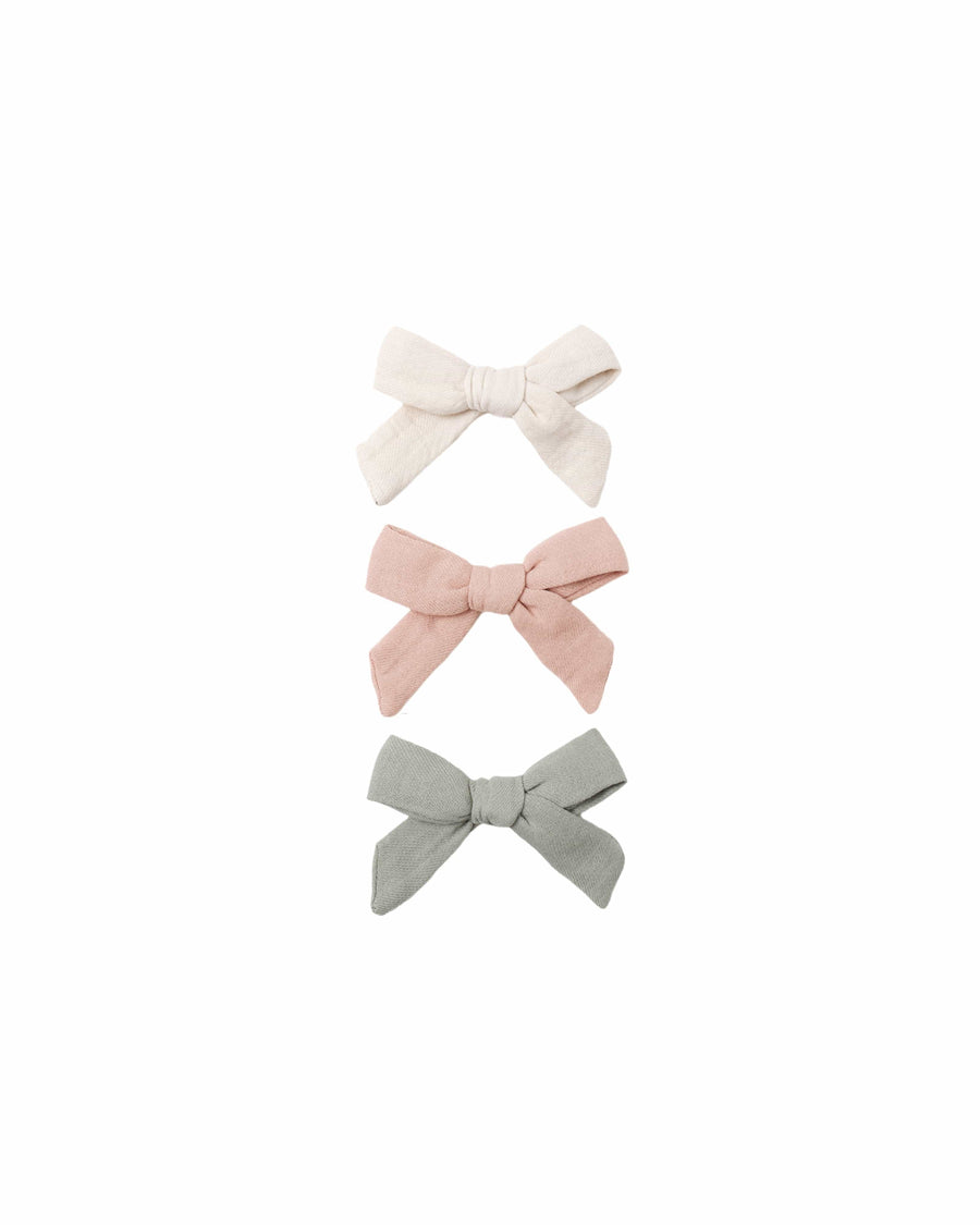 Quincy Mae Baby Bow W. Clip, Set Of 3 - Natural, Fern, Rose