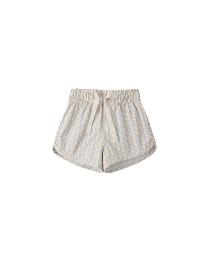 Quincy Mae Baby Boys Swim Short Blue + Butterscotch Stripe