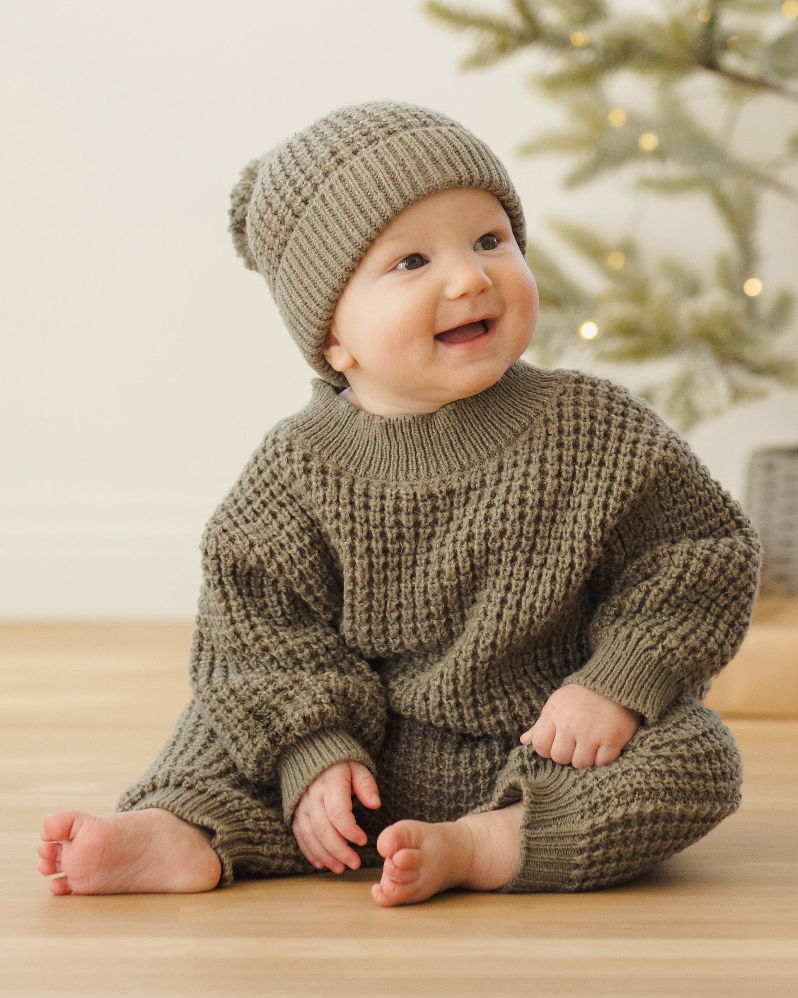 Quincy Mae Baby Chunky Knit Pant - Forest