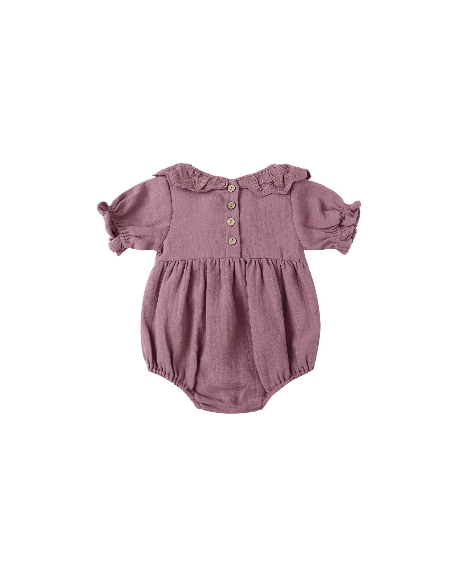 Quincy Mae Baby Collared Romper - Mulberry