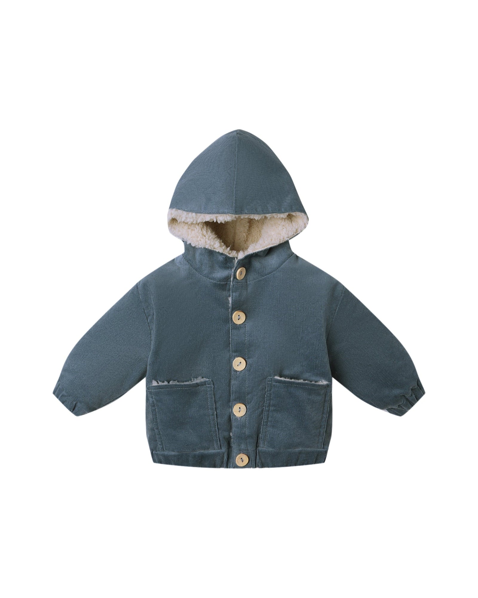 Quincy Mae Baby Corduroy Hooded Jacket - Ocean