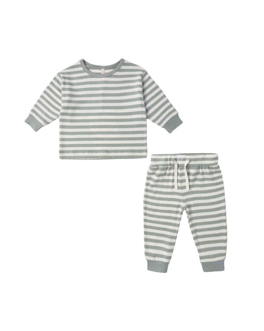 Quincy Mae Baby Cozy Set - Blue Stripe
