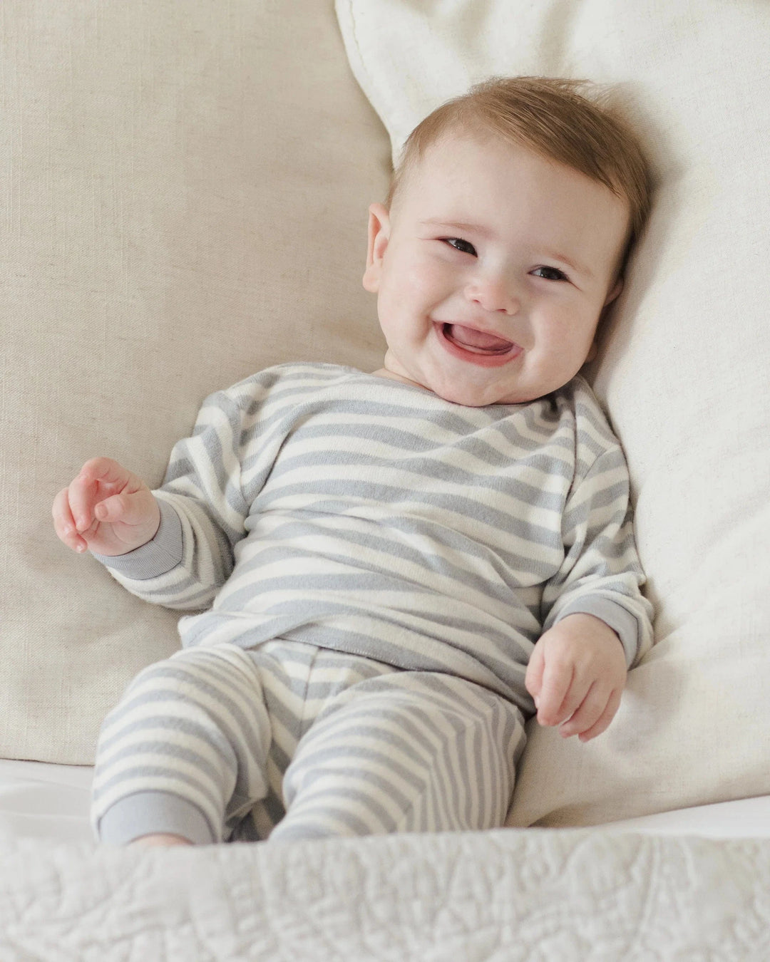 Quincy Mae Baby Cozy Set - Blue Stripe