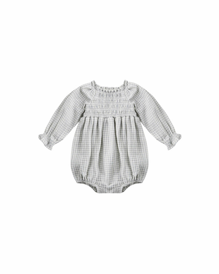 Quincy Mae Baby Eden Romper - Blue Gingham