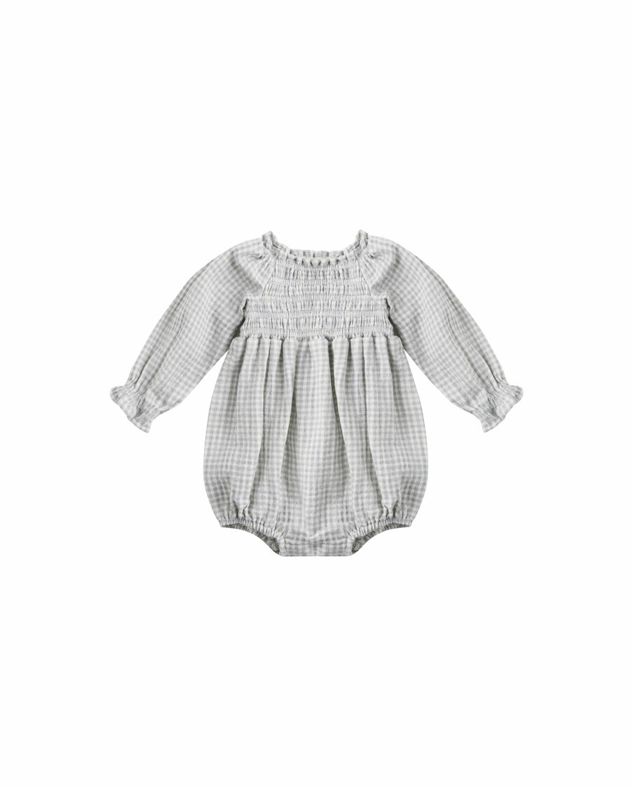 Quincy Mae Baby Eden Romper - Blue Gingham