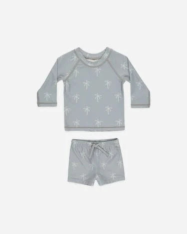 Quincy Mae Baby Finn Rashguard + Short Set - Palms