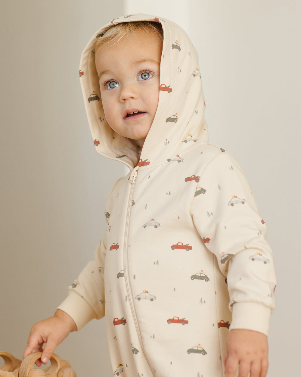 Quincy Mae Baby Hooded Jumpsuit - Cars