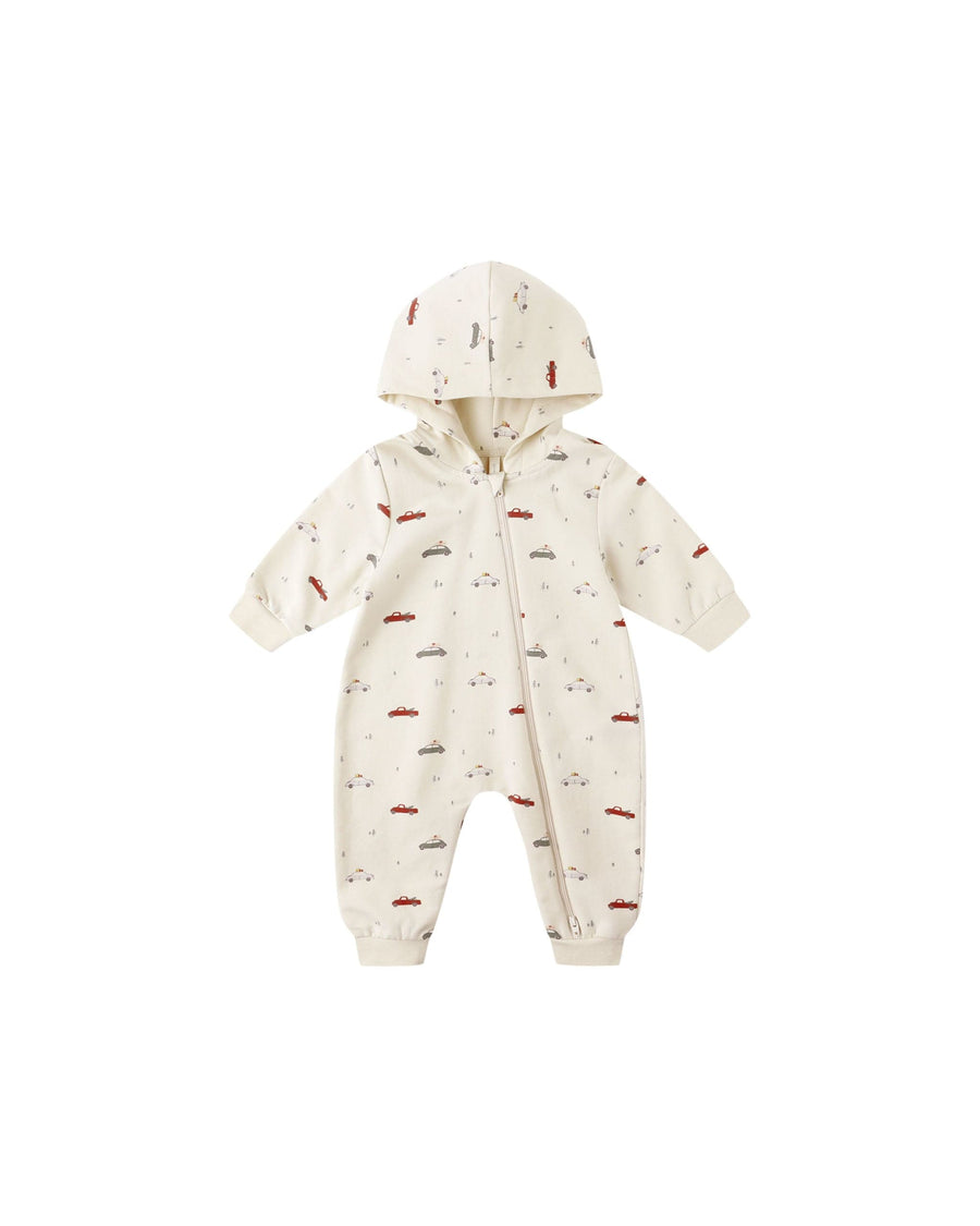 Quincy Mae Baby Hooded Jumpsuit - Cars