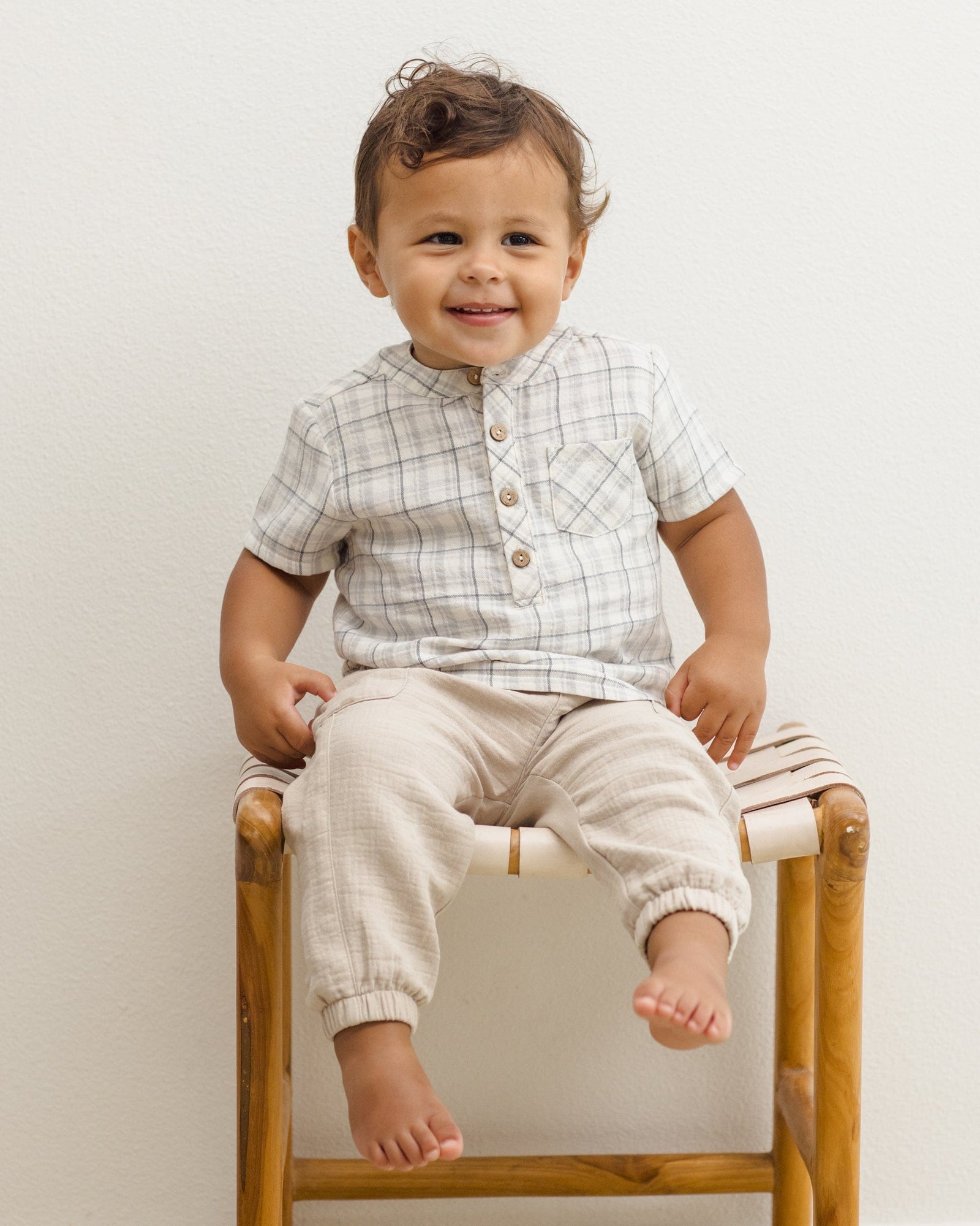 Quincy Mae Baby Jaxson Shirt || Blue Plaid