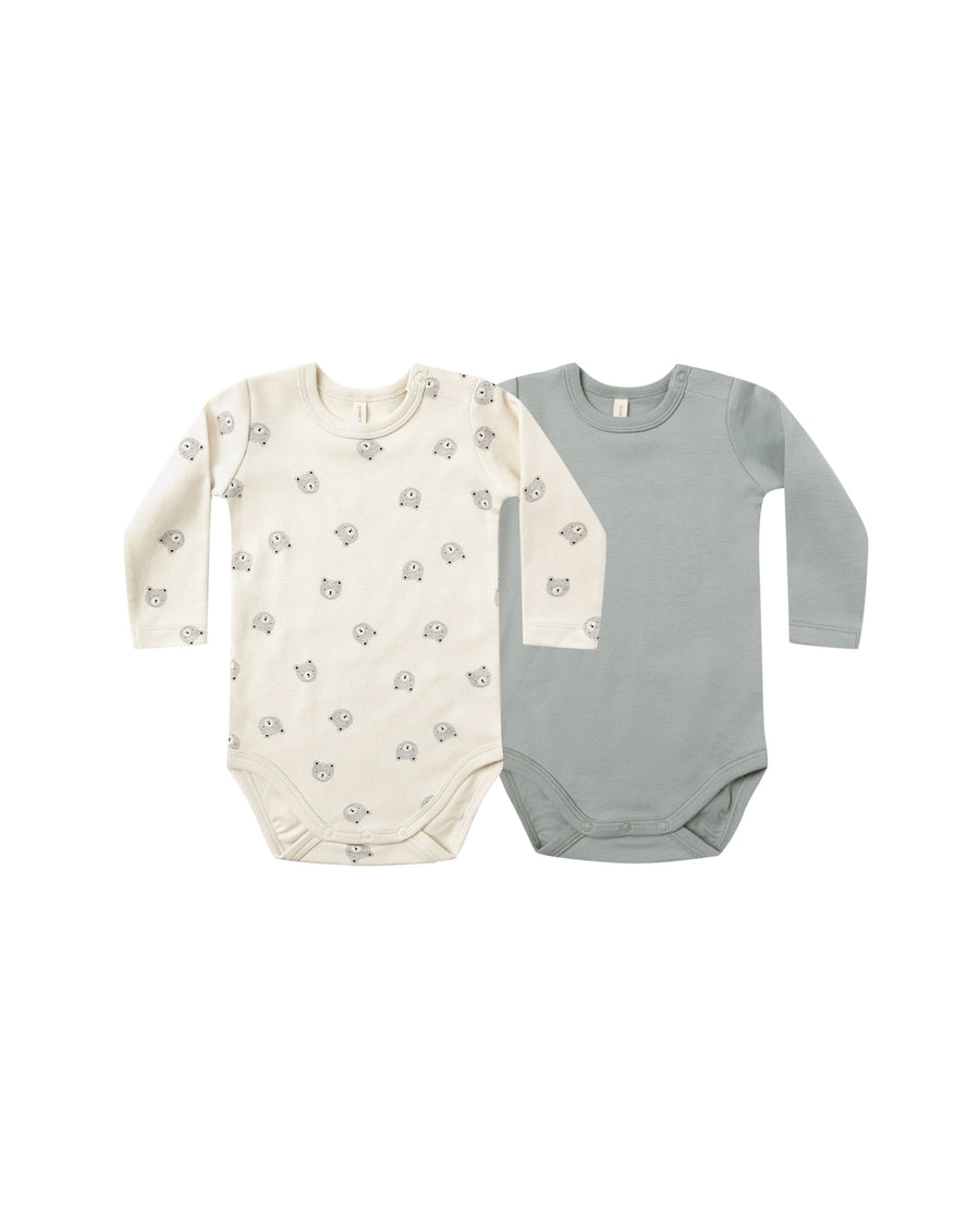 Quincy Mae Baby Jersey Bodysuit, 2 Pack - Bears, Steel Blue