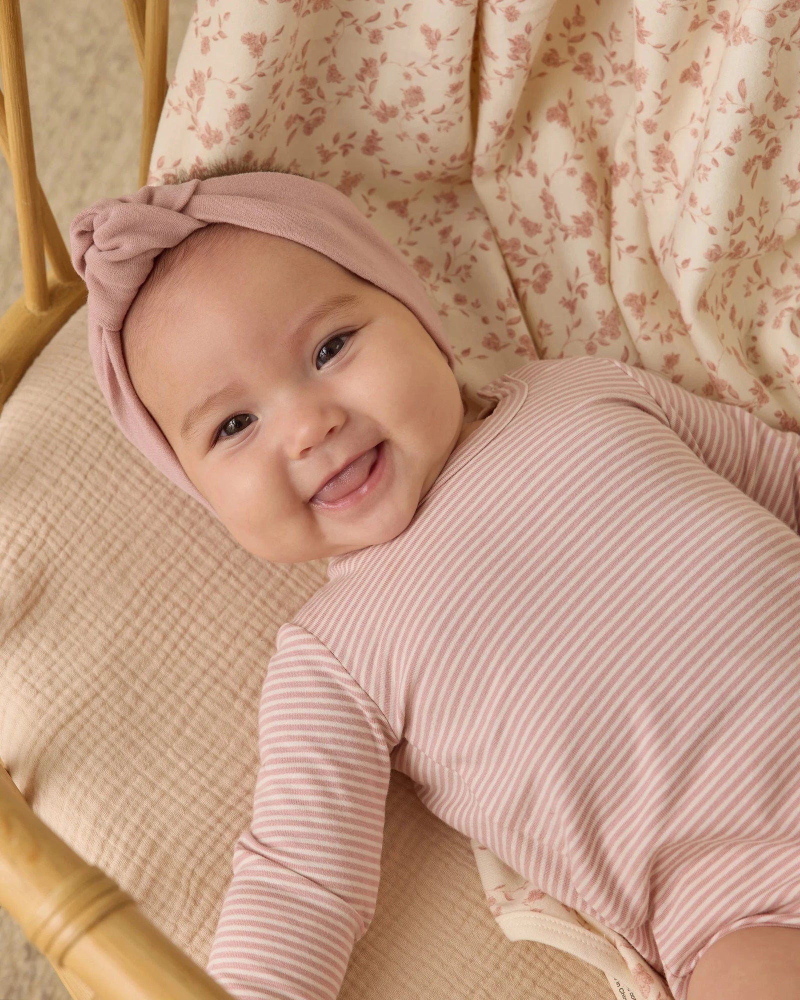 Quincy Mae Baby Jersey Bodysuit, 2 Pack - French Garden, Rose Micro Stripe