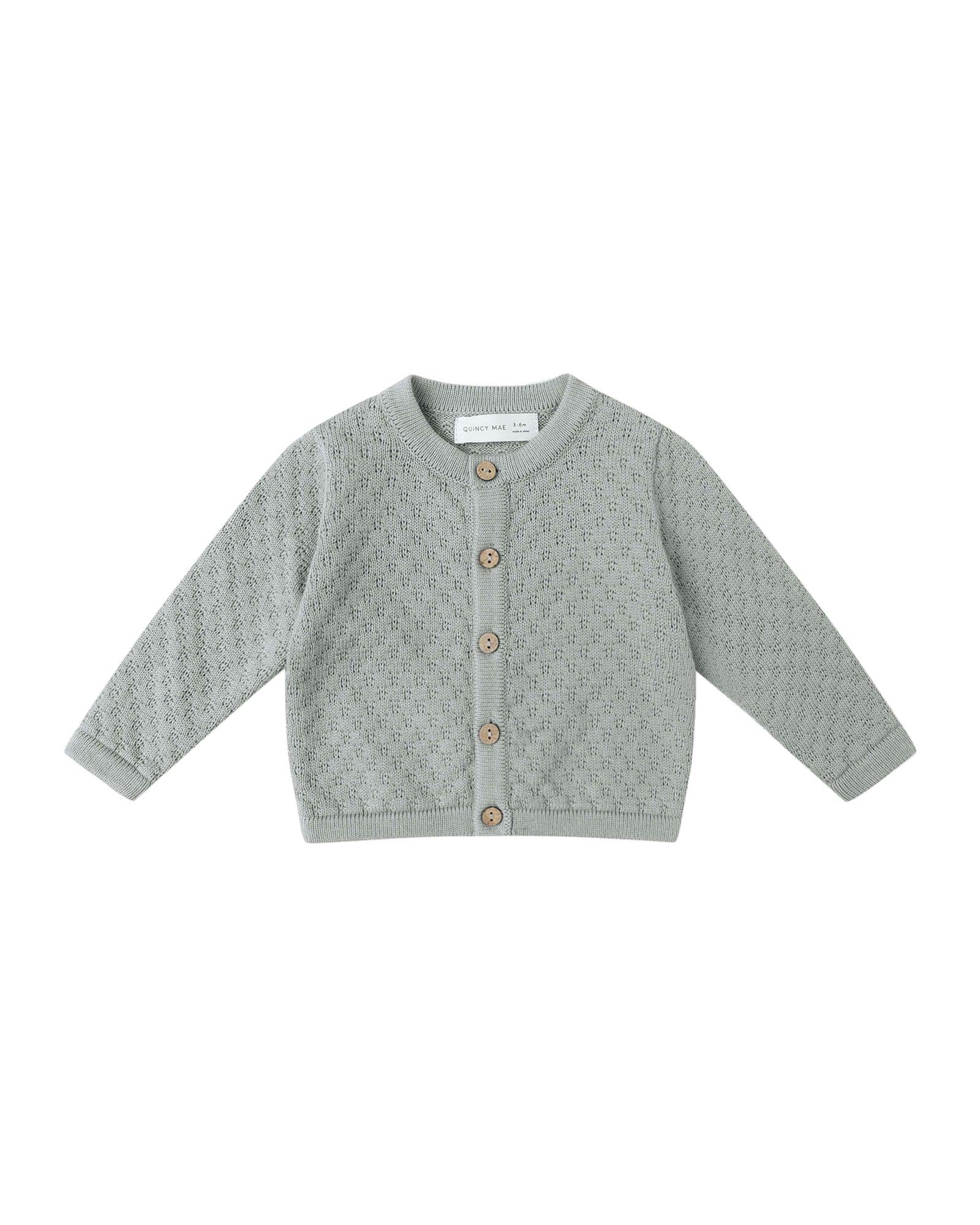 Quincy Mae Baby Knit Cardigan - Steel Blue