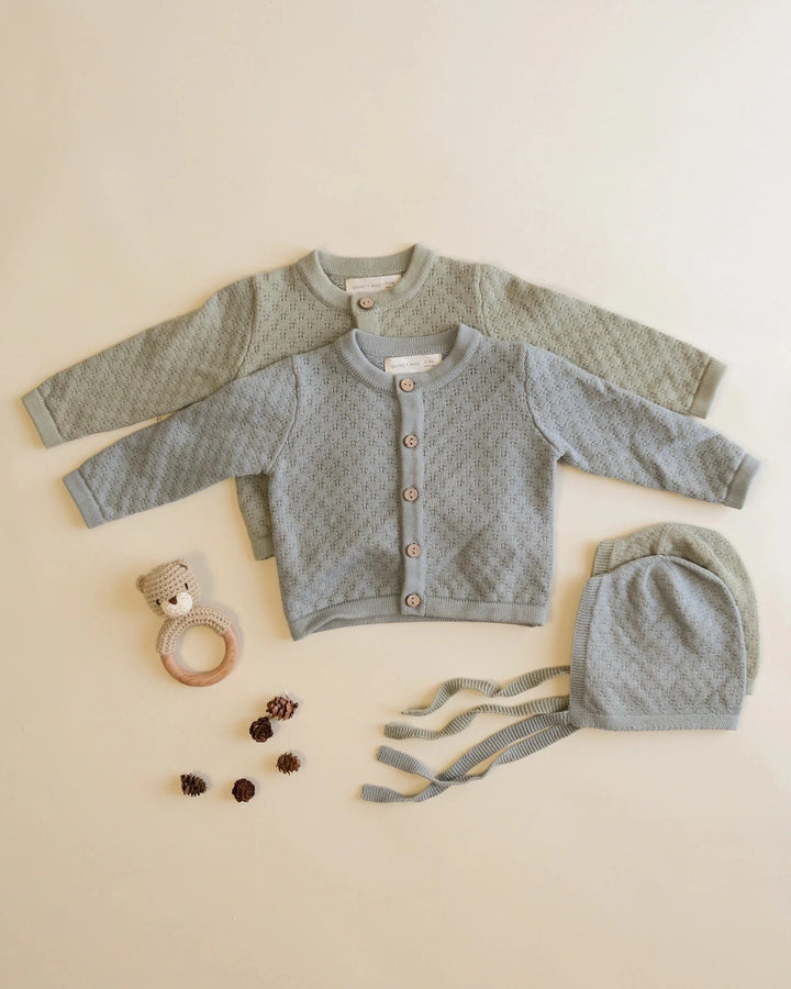 Quincy Mae Baby Knit Cardigan - Steel Blue
