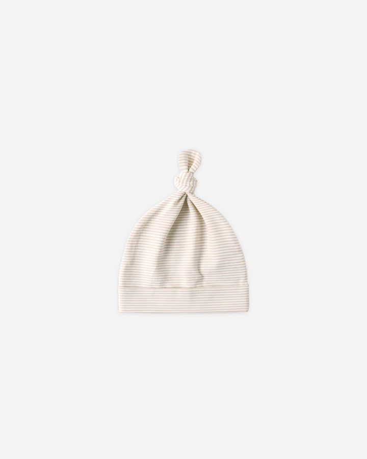 Quincy Mae Baby Knotted Baby Hat || Oat Micro Stripe