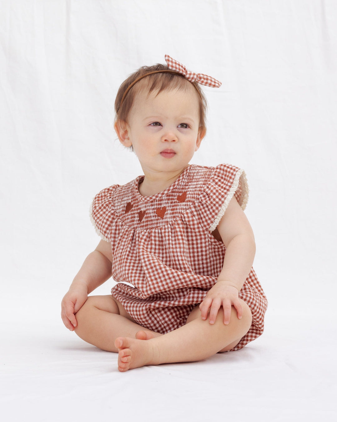Quincy Mae Baby Lenore Romper | Red Gingham