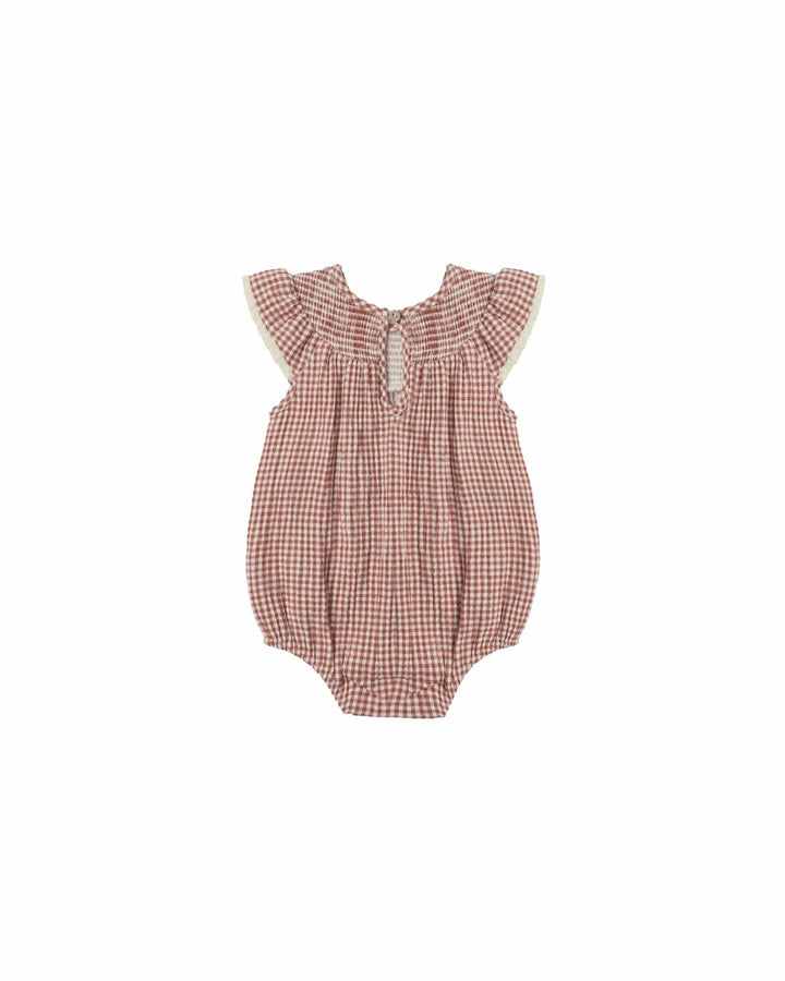 Quincy Mae Baby Lenore Romper | Red Gingham