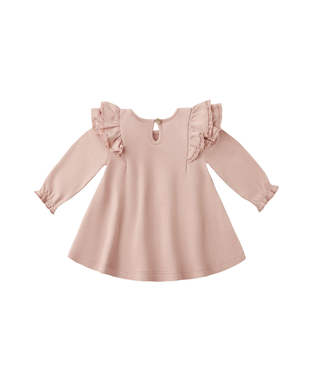 Quincy Mae Baby Long Sleeve Flutter Dress - Rose