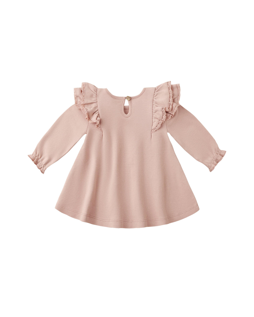 Quincy Mae Baby Long Sleeve Flutter Dress - Rose