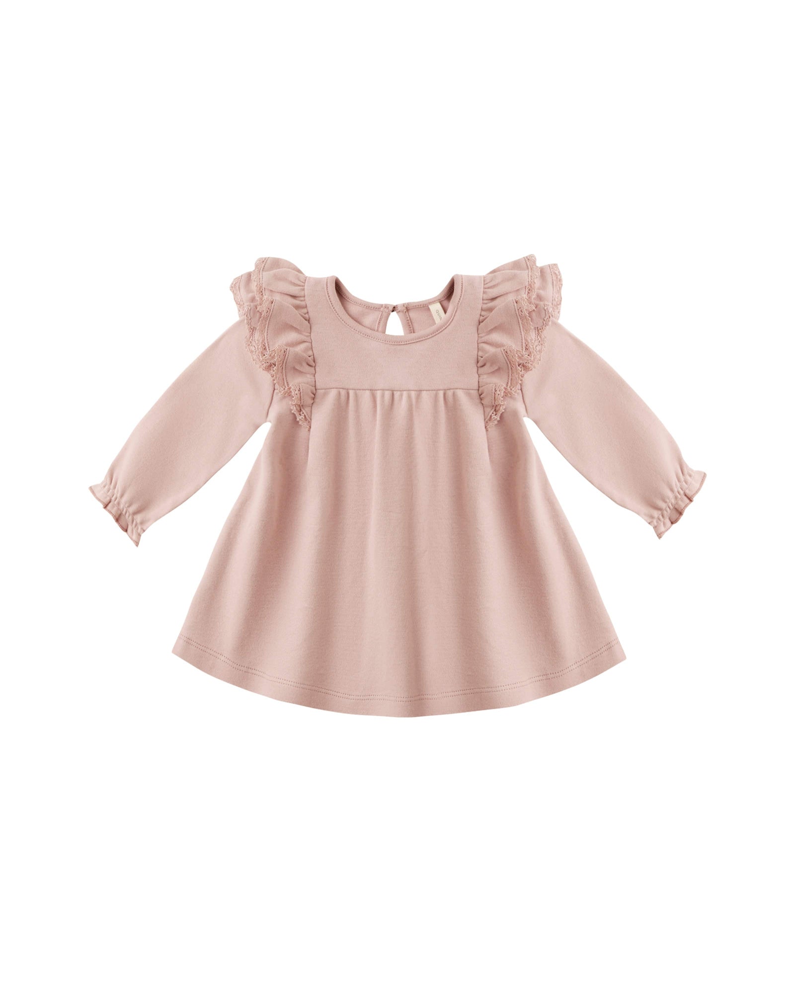 Quincy Mae Baby Long Sleeve Flutter Dress - Rose