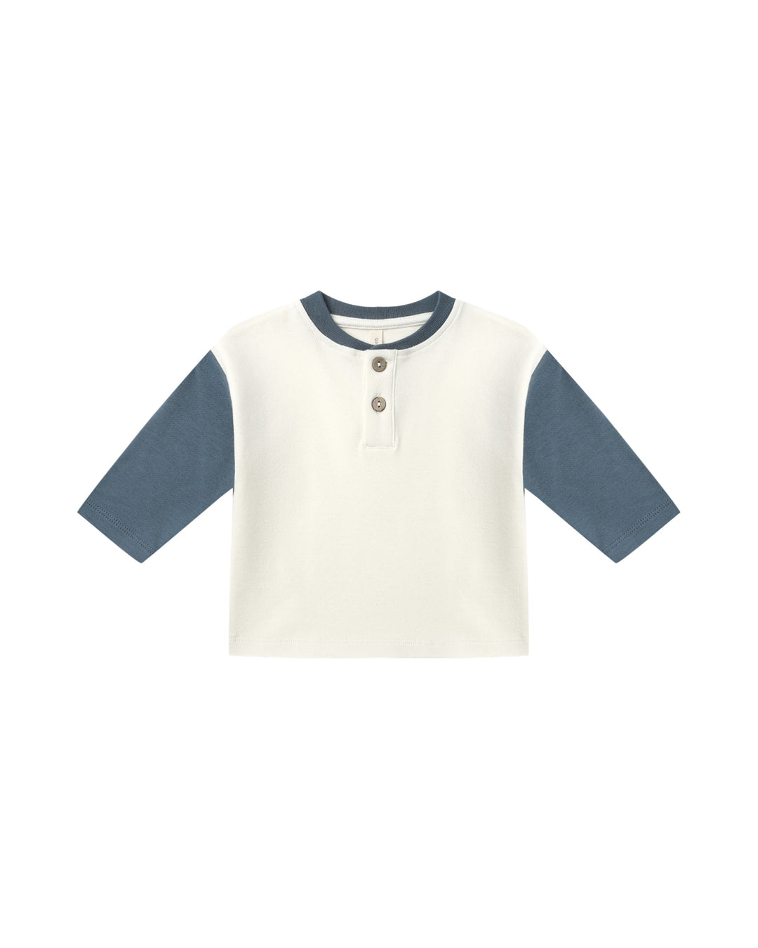 Quincy Mae Baby Long Sleeve Henley Tee - Ocean