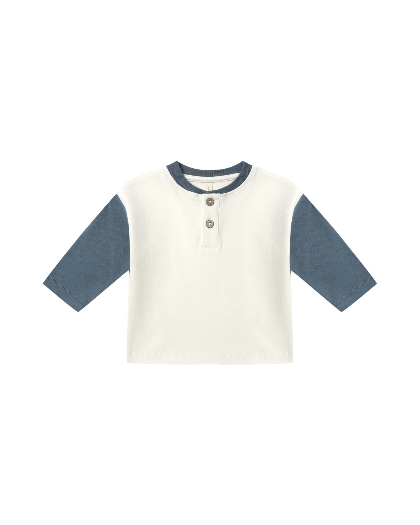 Quincy Mae Baby Long Sleeve Henley Tee - Ocean
